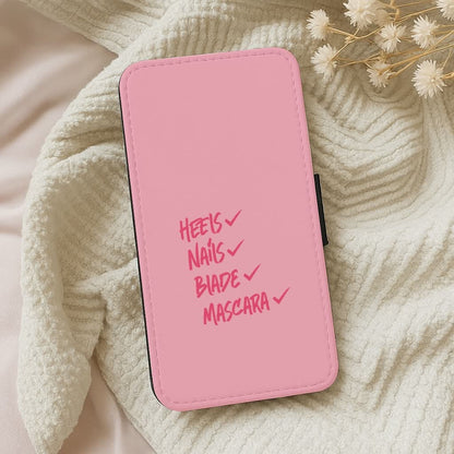 Heels, Nails, Blade, Mascara Leather Phone Case