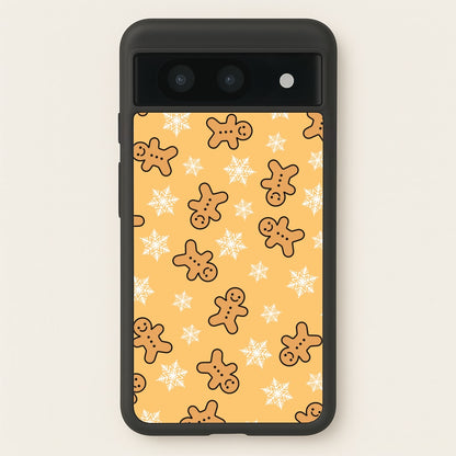 Cute Gingerbread And Snowflakes Pattern Google Pixel 8a Case