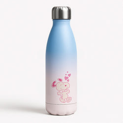 Cartoon Beagle Valentine Hearts Pattern Blue Water Bottle