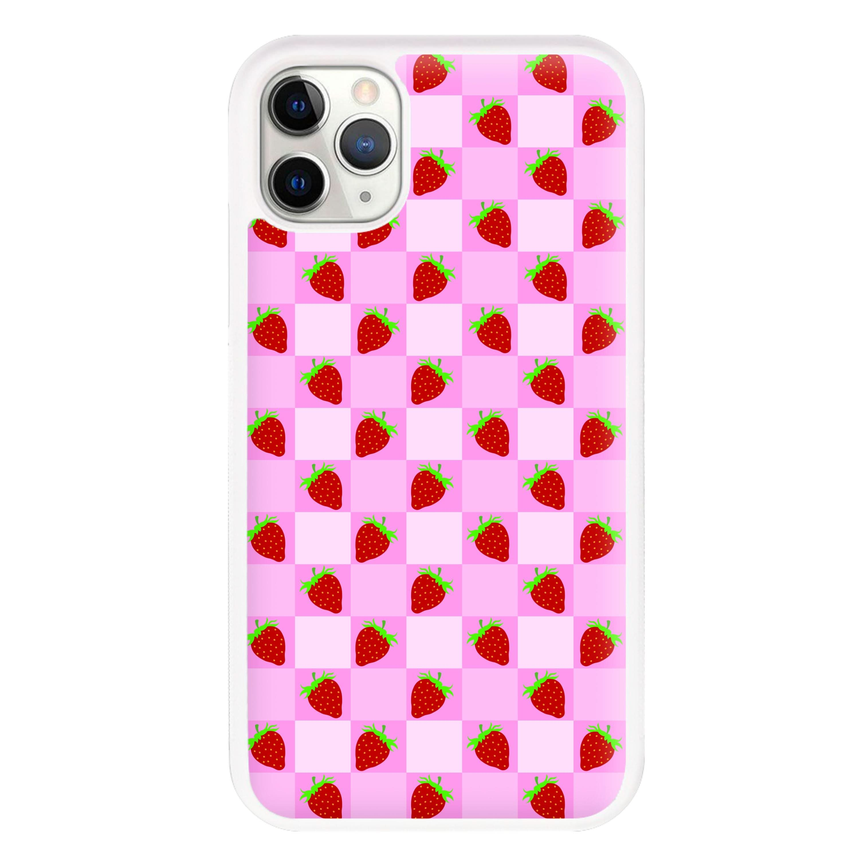 Checkered Strawberries Pattern Phone Case