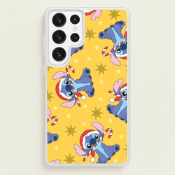 Cute Blue Alien Candycane Christmas Pattern Galaxy S22 Ultra Case