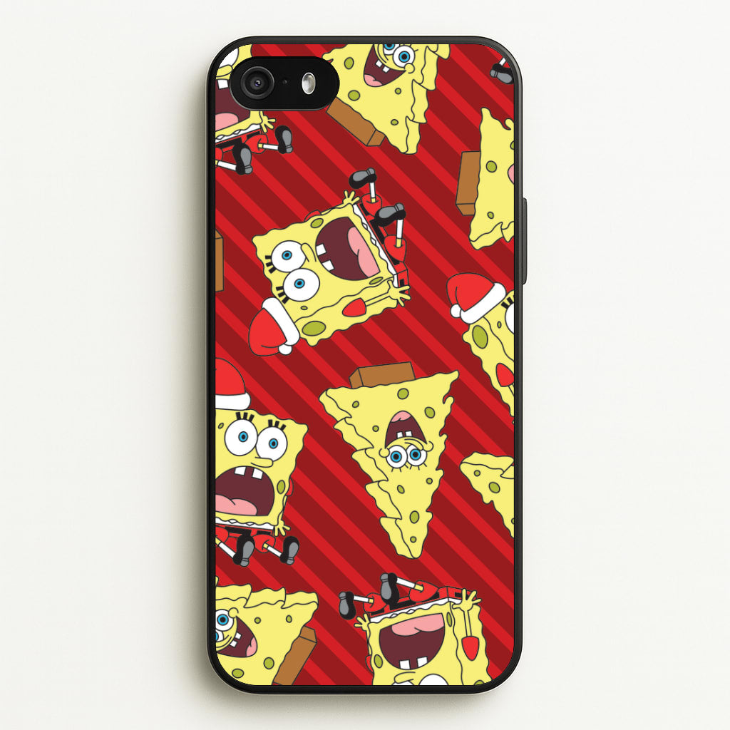 Christmas Cartoon Sponge Stripes Pattern iPhone 5 / 5s / SE 2016 Case