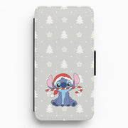 Cute Blue Alien Candycane Flip / Wallet Phone Case 1