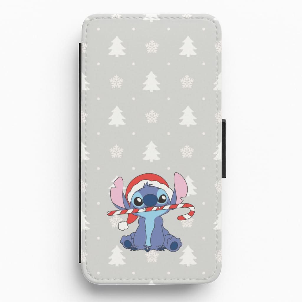 Cute Blue Alien Candycane Flip / Wallet Phone Case