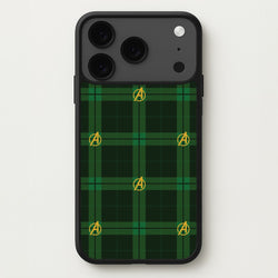 Superhero Team Green Tartan Pattern iPhone 17 Pro Case