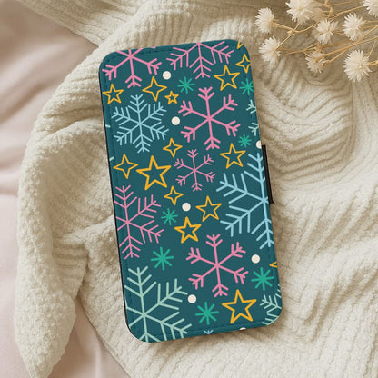 Colourful Christmas Symbols Pattern Leather Phone Case