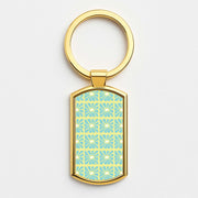 Square Abstract Flowers Blue Luxury Keyring 3