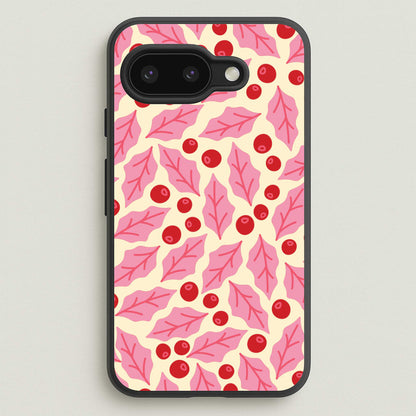 Pink Holly And Berries Pattern Google Pixel 9a Case