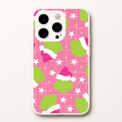Pink Green Creature Xmas Pattern iPhone 14 Pro Case