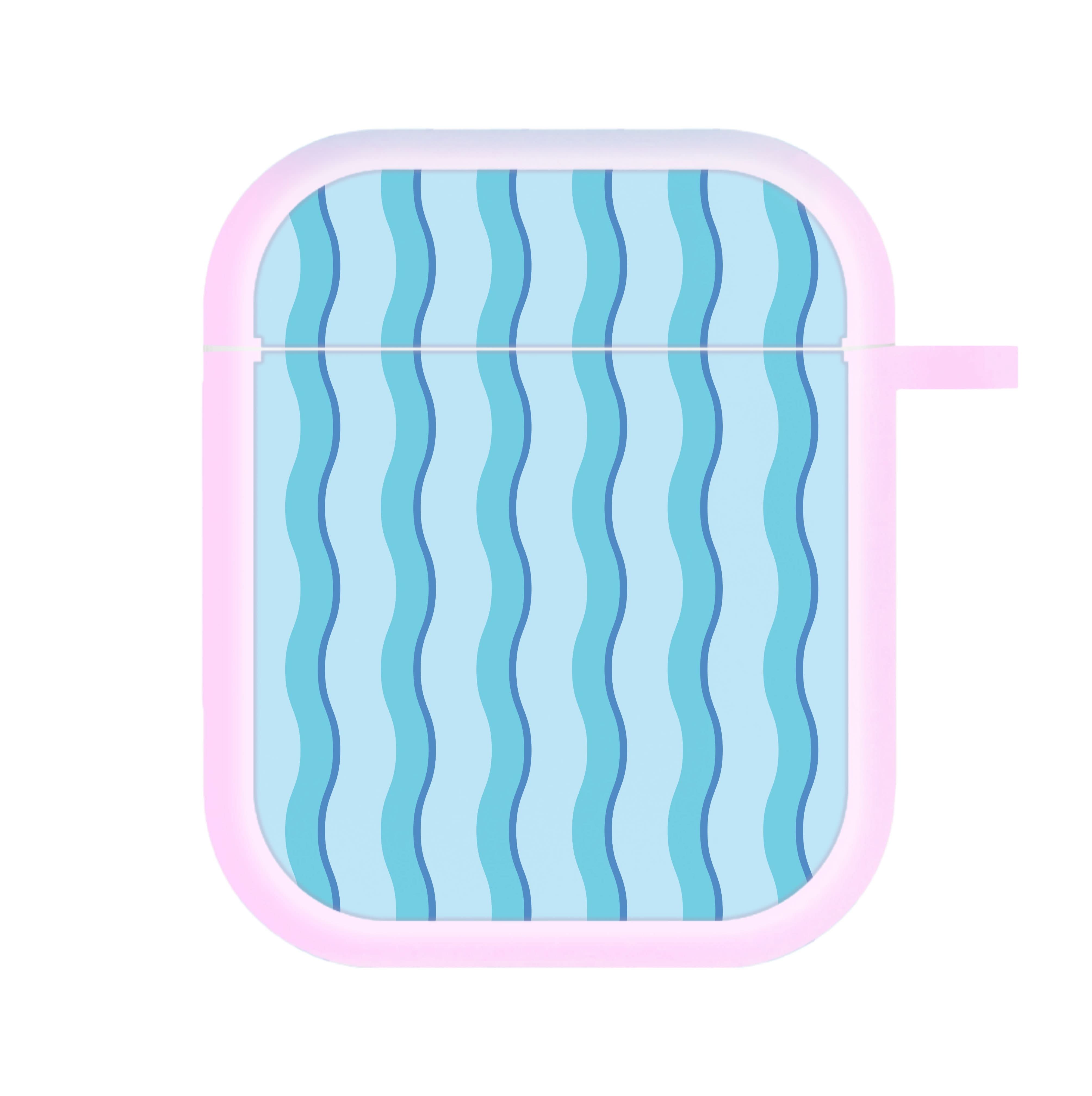 Blue Wavy Stripes Pattern AirPods Case