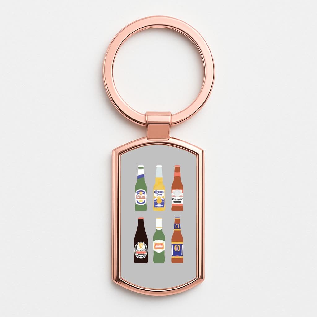 Ale Bottles Rose Gold Keyring