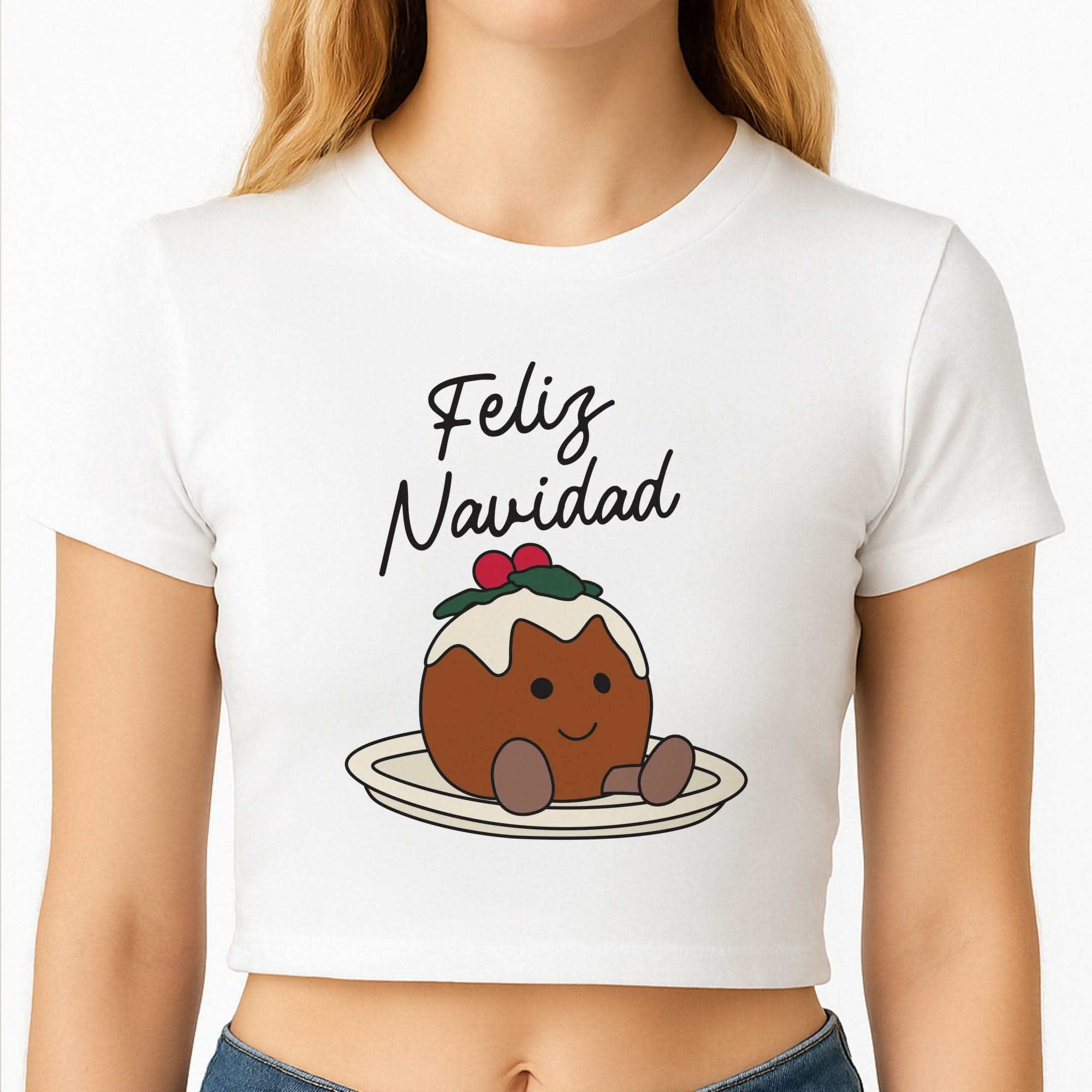 Christmas Pudding Plush Crop Top