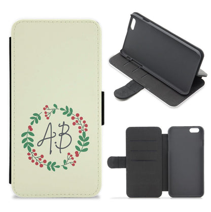 Personalised Wreath Flip / Wallet Phone Case