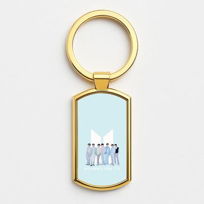 K-Pop Band Tour Pastel Blue Gold Keyring