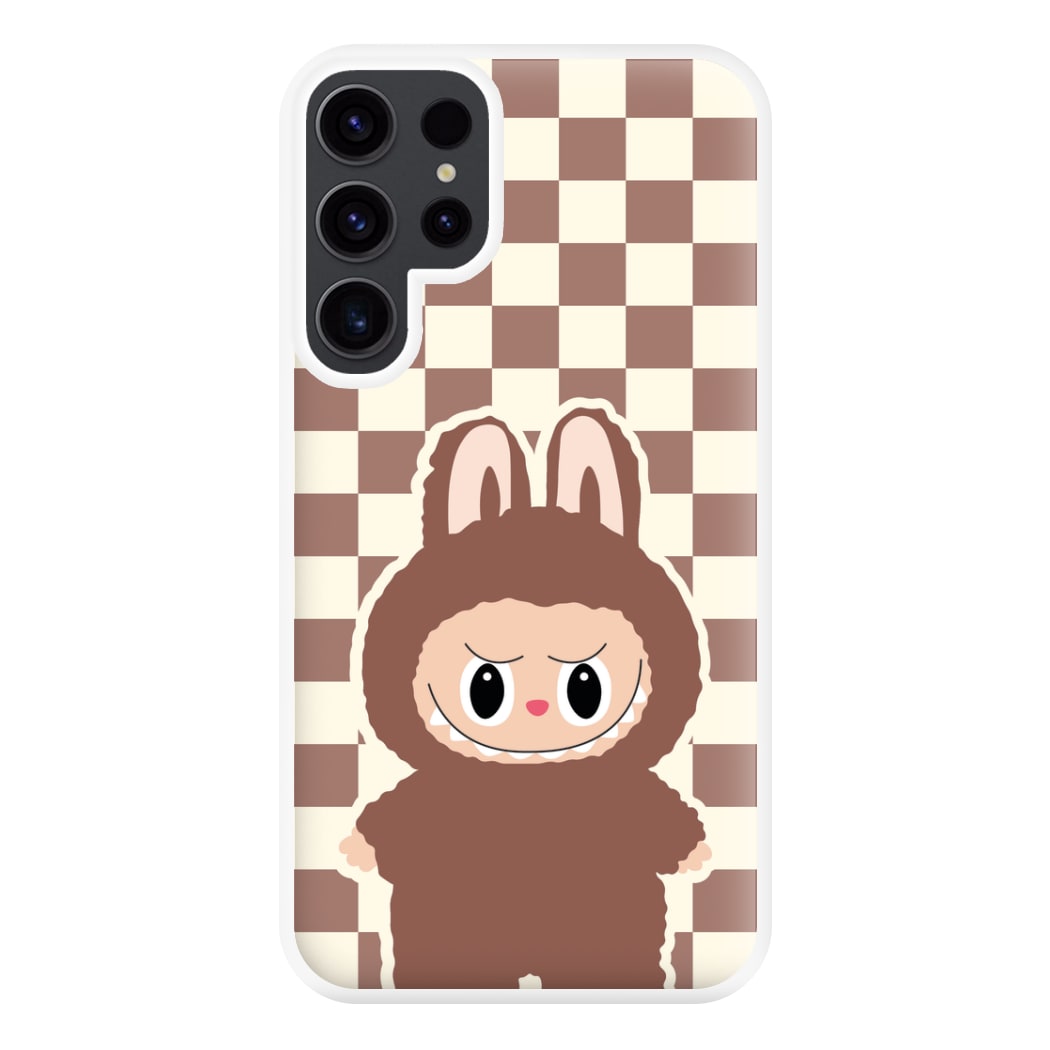 Checkered Cute Brown Monster  Galaxy S23 Ultra Case