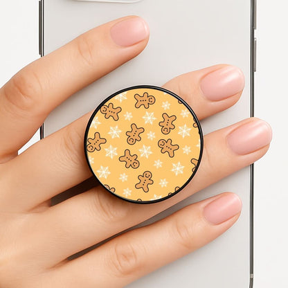 Cute Gingerbread And Snowflakes Pattern Phone Grip