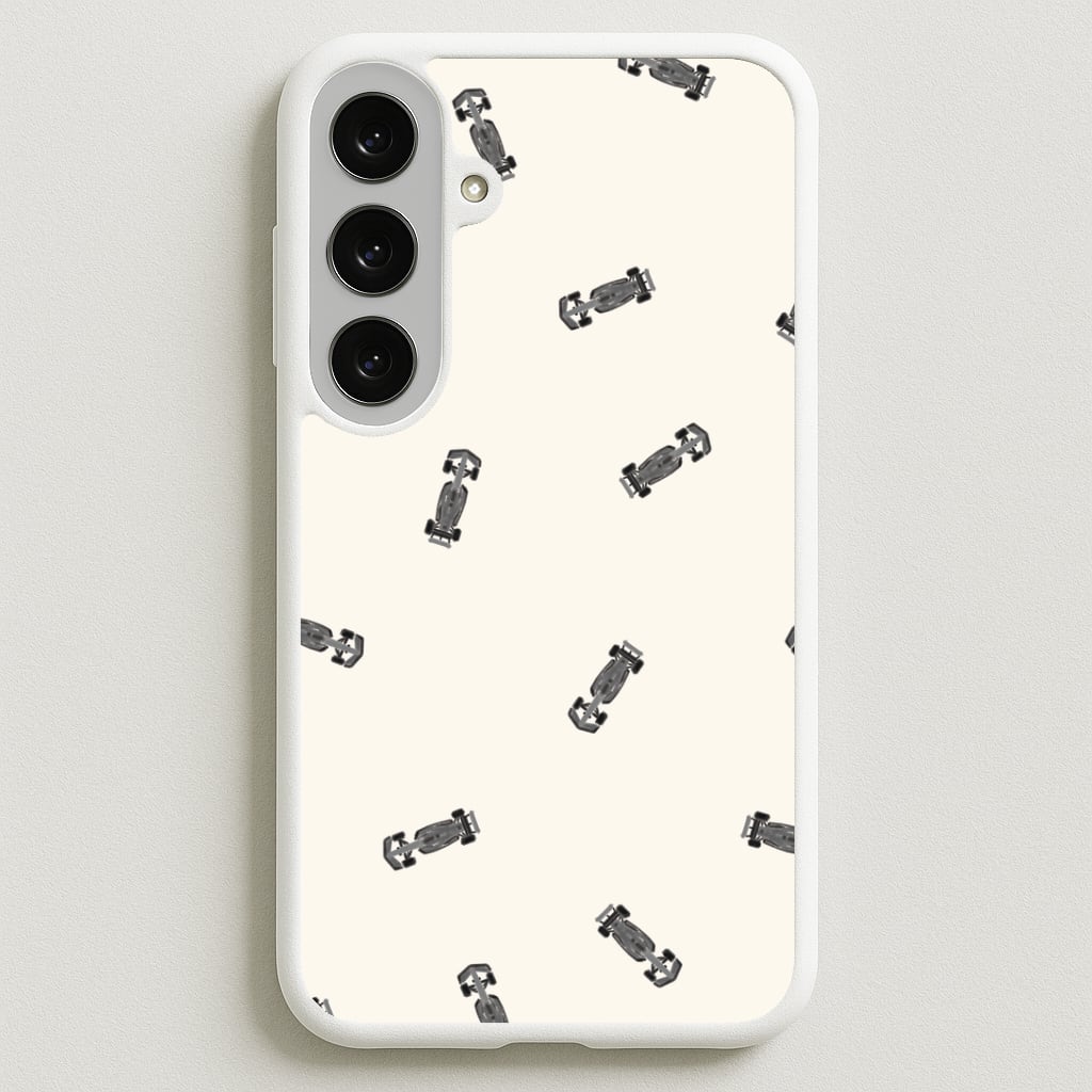 Race Cars Pattern Off White Galaxy S25FE Case
