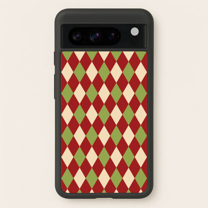 Red And Green Argyle Christmas Pattern Google Pixel 8 Pro Case