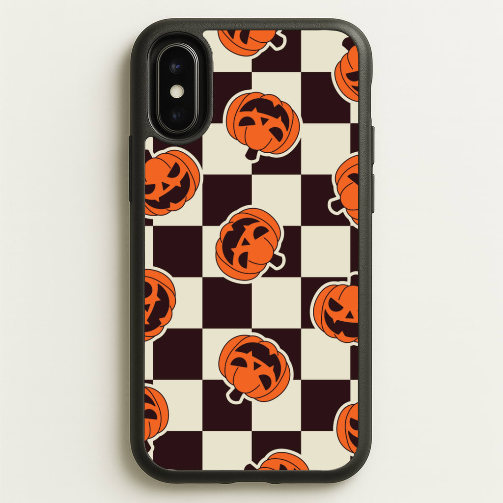 Pumpkin Stickers Checkered Pattern iPhone X / XS Case