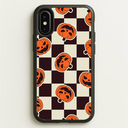 Pumpkin Stickers Checkered Pattern iPhone X / XS Case