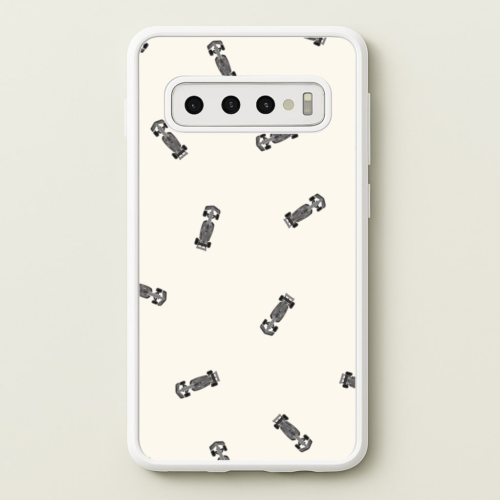 Race Cars Pattern Off White Galaxy S10 Plus Case