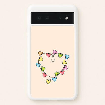 Cartoon Mouse Christmas Fairylights Heart Google Pixel 6 Case