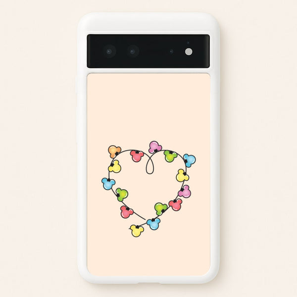 Cartoon Mouse Christmas Fairylights Heart Google Pixel 6 Case