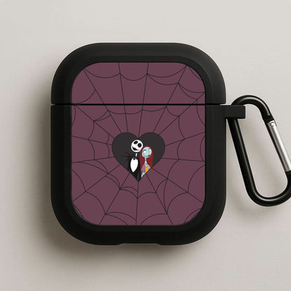 J And S Cobweb Heart Black AirPods Case