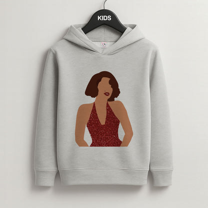 Red Sparkly Dress Grey Kids Hoodie