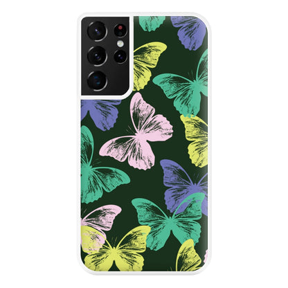 Colourful Butterfly Stamps Pattern Galaxy S21 Ultra Case
