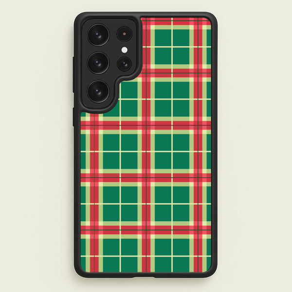 Red And Green Tartan II Christmas Pattern Galaxy S22 Ultra Case