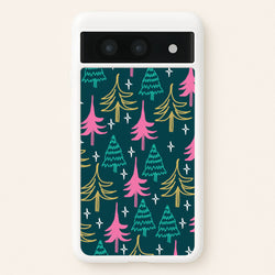 Colourful Sketched Christmas Trees Pattern Google Pixel 8a Case