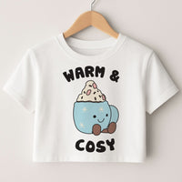 Hot Cocoa Plush Quote Crop top