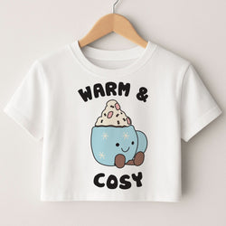 Hot Cocoa Plush Quote Crop Top