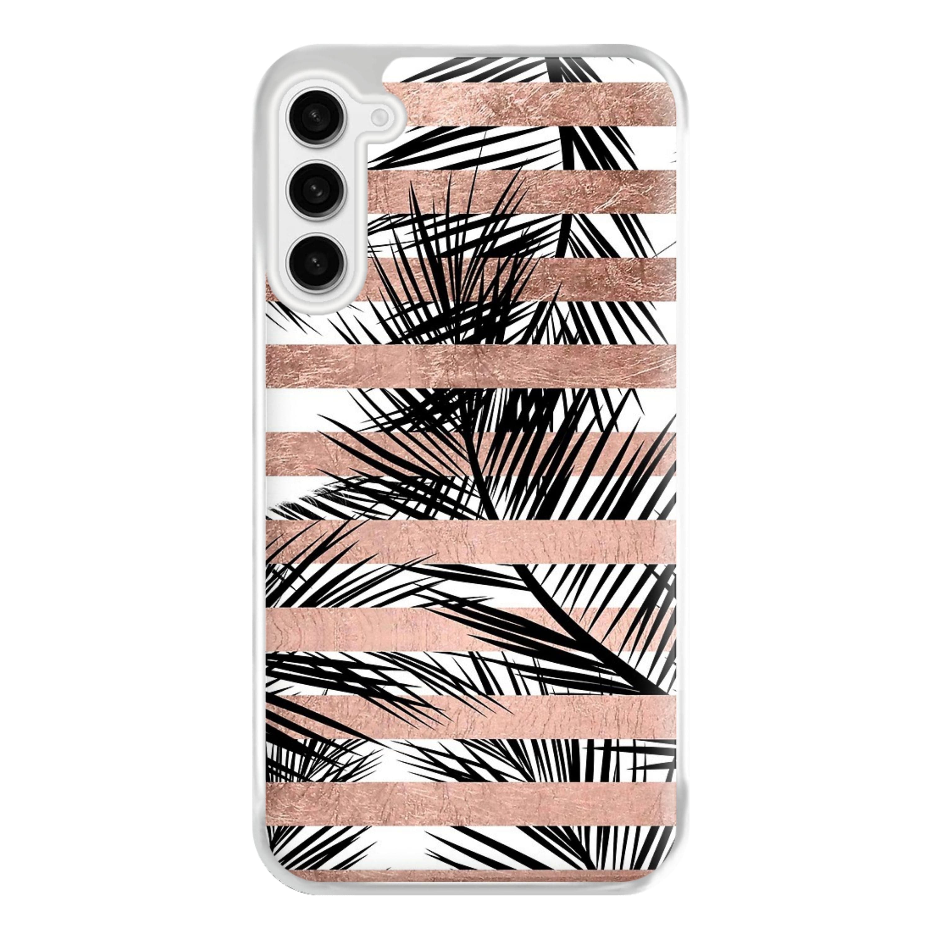 Rose Gold Tropical Palm Leaf Pattern Phone Case