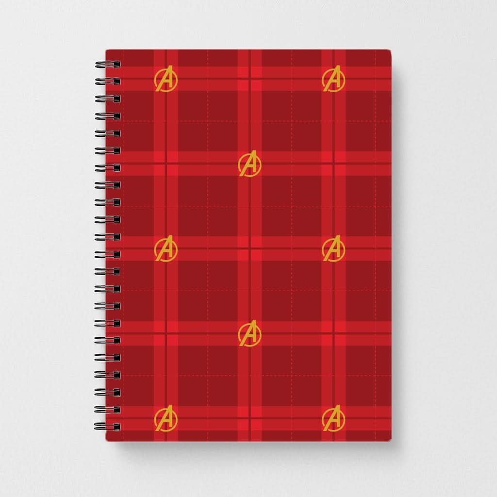 Superhero Team Red Tartan Pattern Notebook