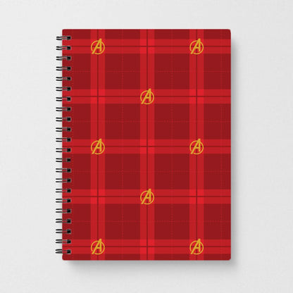Superhero Team Red Tartan Pattern Notebook