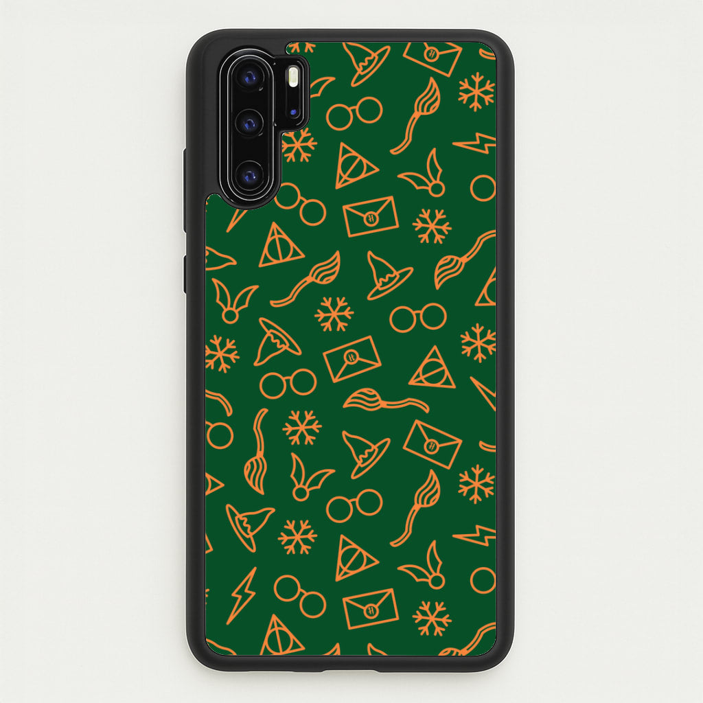 Christmas Wizard Icons Pattern Huawei P30 Pro Case