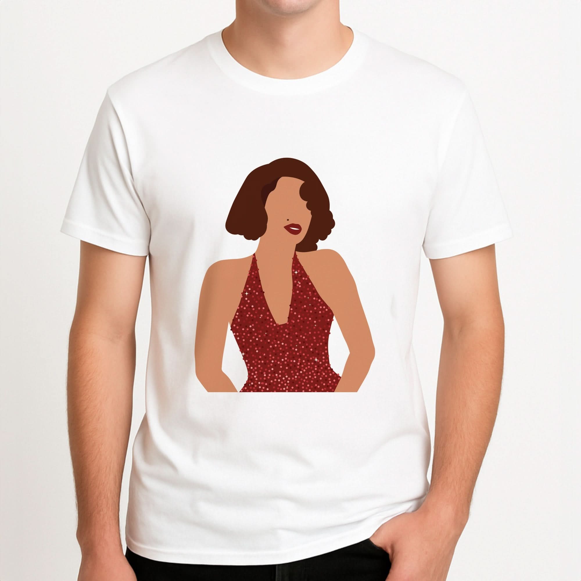Red Sparkly Dress Mens T-Shirt