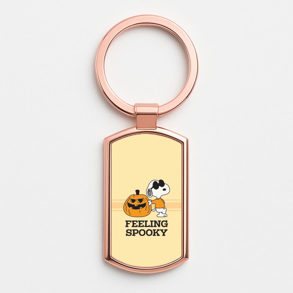 Feeling Spooky Cartoon Beagle Rose Gold Keyring