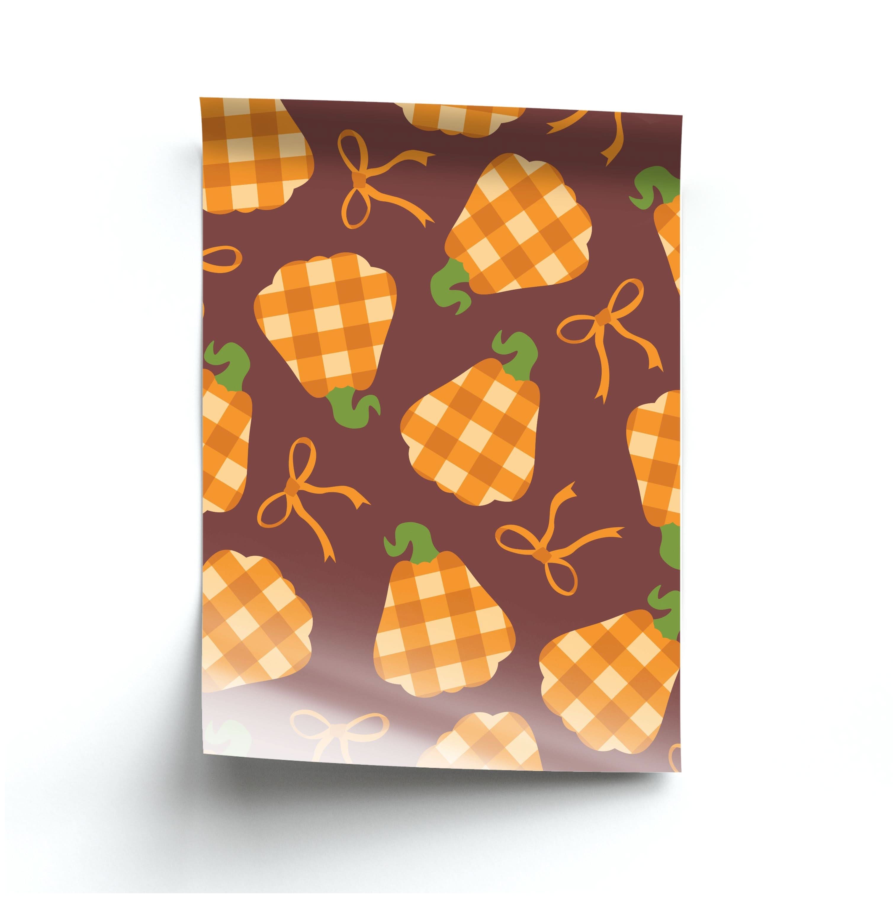 Tartan Pumpkins And Bows Pattern Poster
