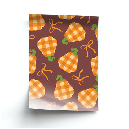 Tartan Pumpkins And Bows Pattern Poster