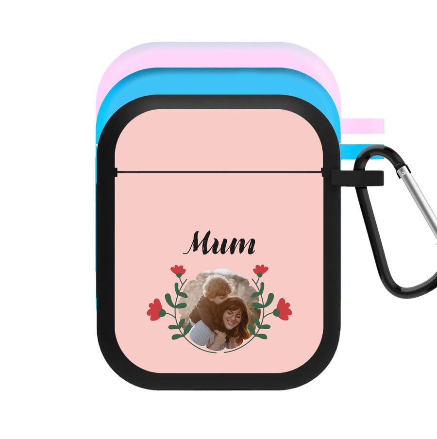 Mum Red Flowers - Personalised Mother's Day AirPods Case