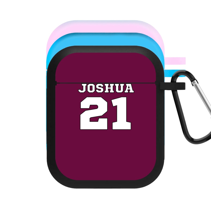 Burgundy - Personalised Football   AirPods Case