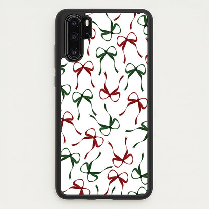 Red And Green Coquette Christmas Bows Pattern Huawei P30 Pro Case