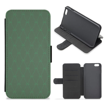 Green Bow Pattern Flip / Wallet Phone Case