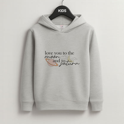 Love You To The Moon And Saturn Grey Kids Hoodie