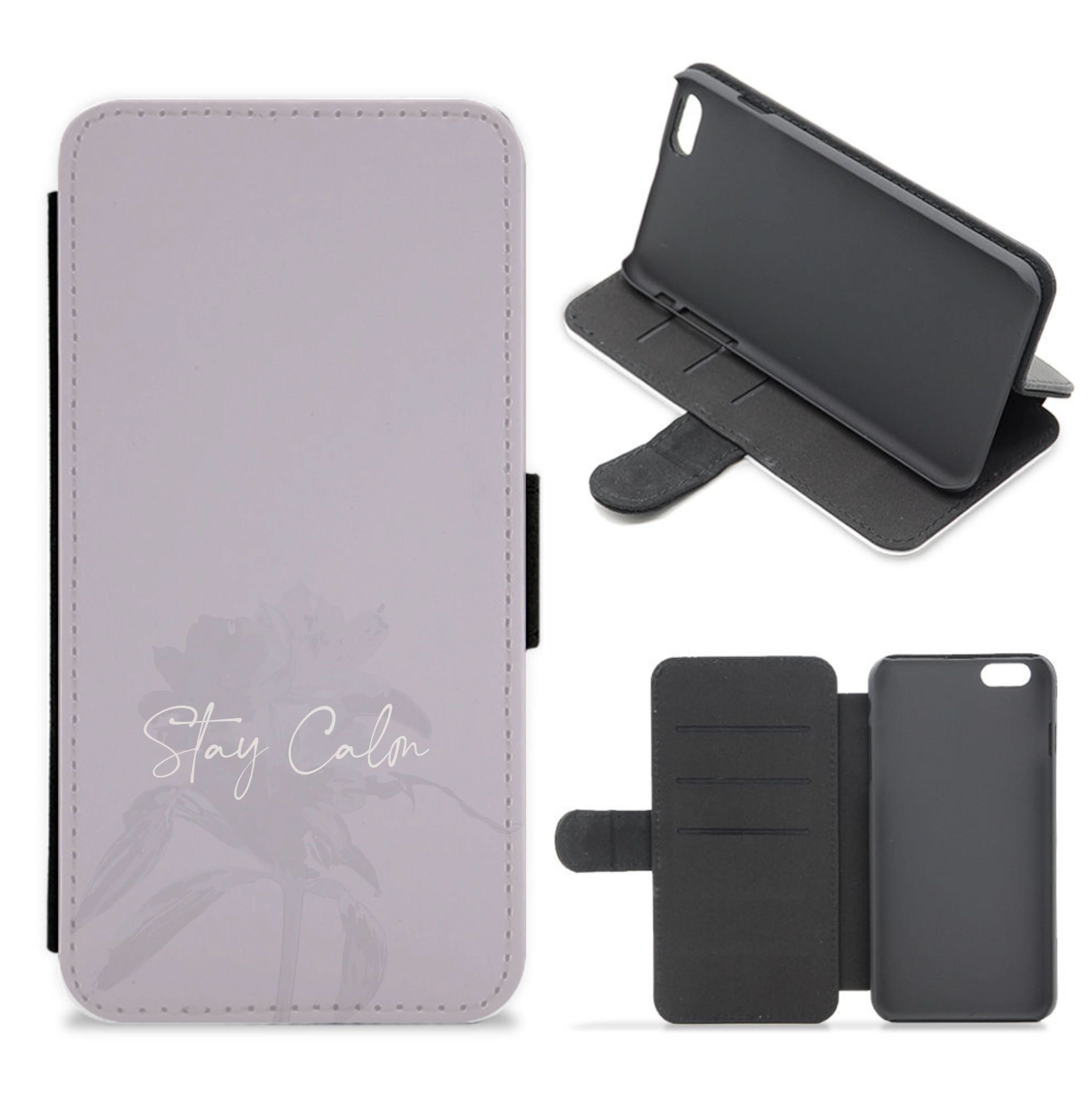 Mauve Stay Calm Flip / Wallet Phone Case