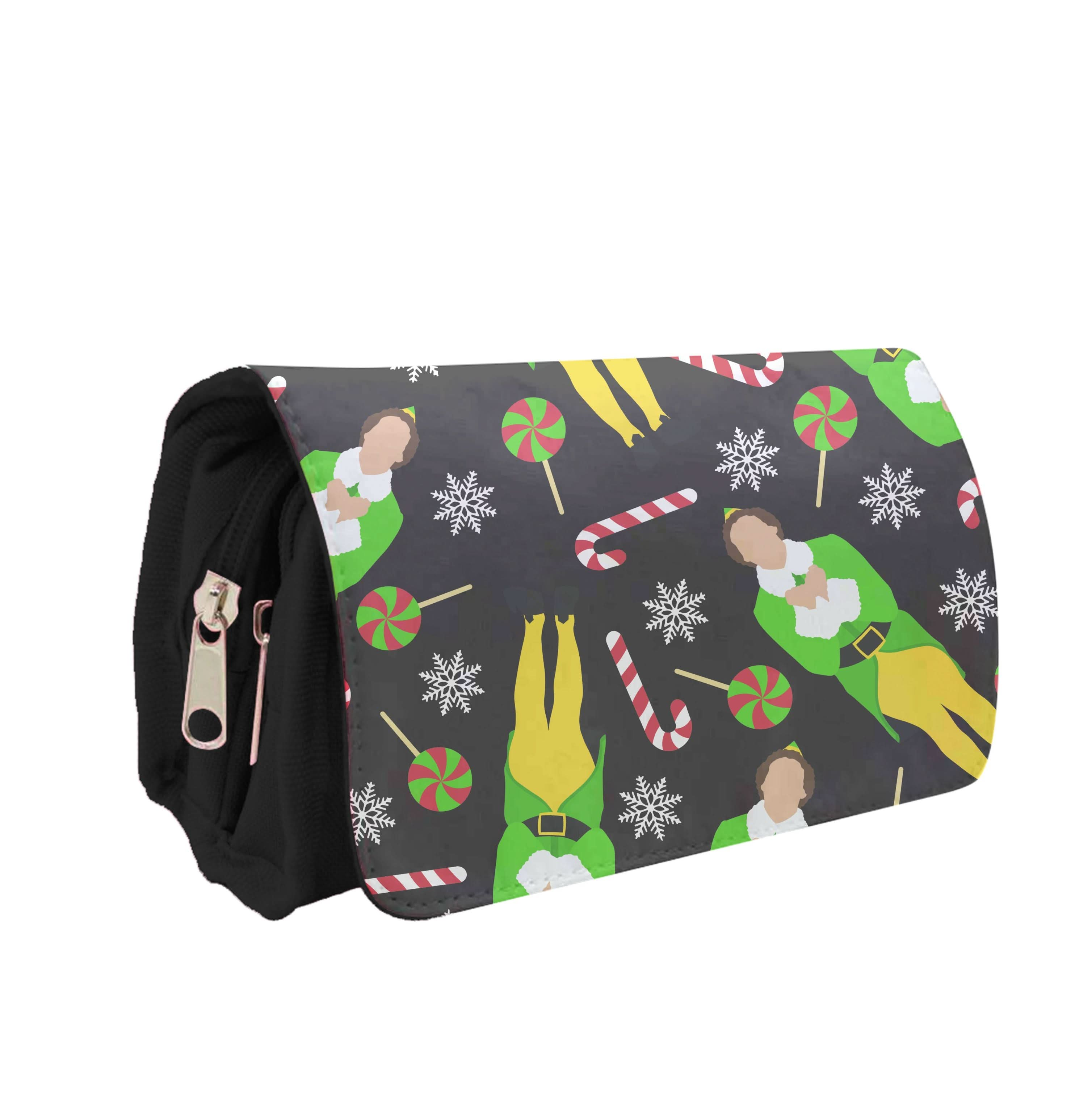 Elf Candy Cane Pattern Pencil Case