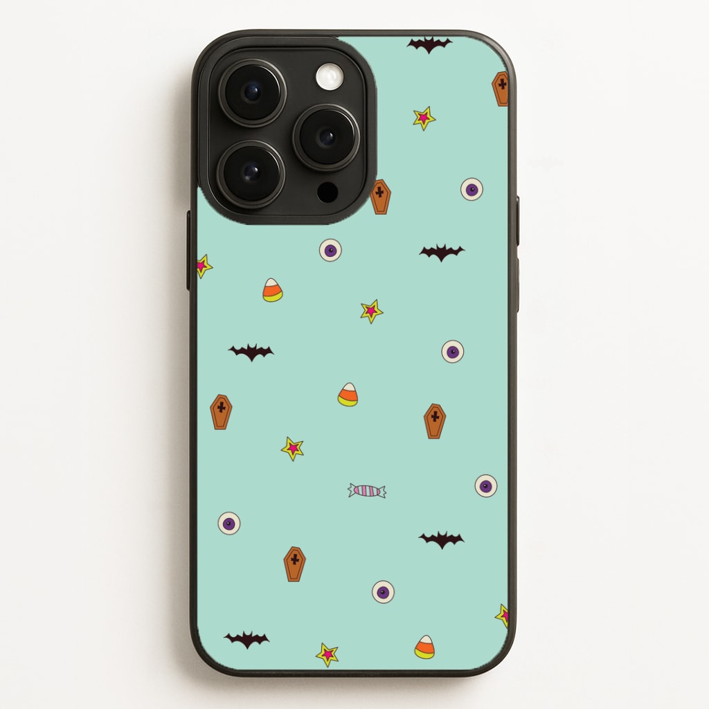Minature Halloween Cartoons Pattern iPhone 16 Pro Case